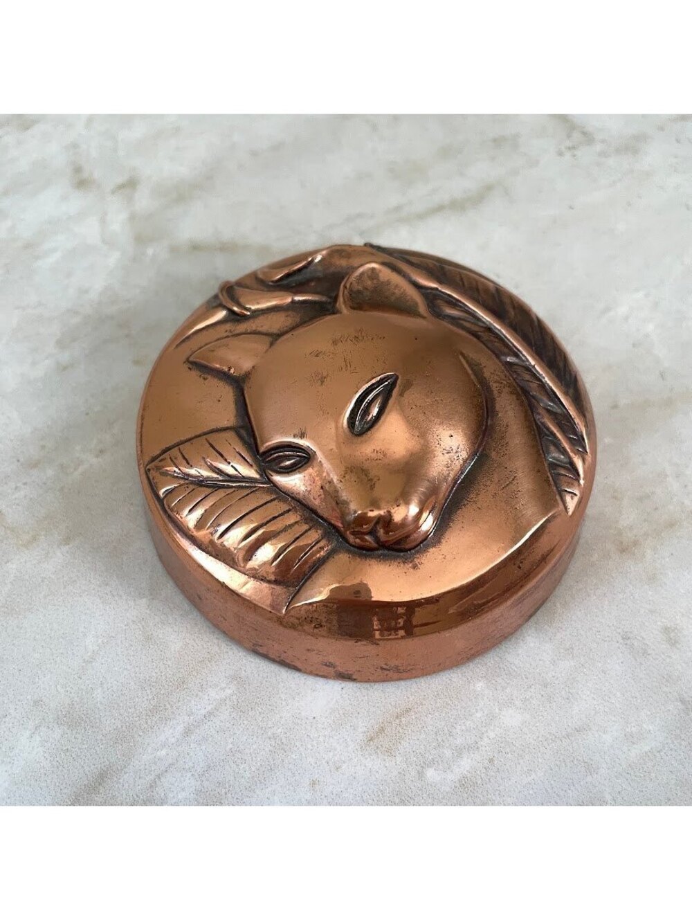 Vintage Crowning Touch Copper Cat Calla Lily Paperweight
